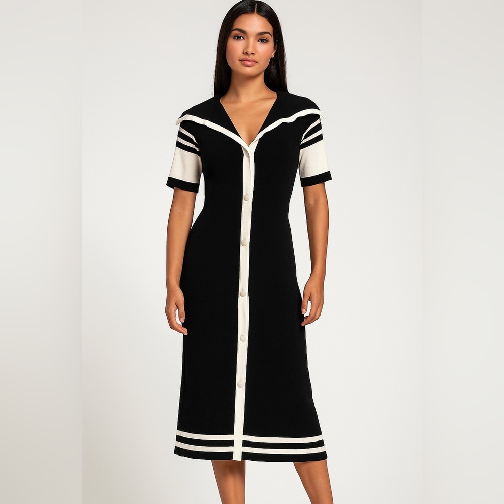 Boutique Moschino Black and White Midi Dress